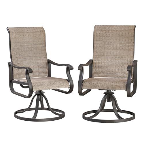 Set Of 2 Patio Swivel Chairs, Outdoor Rocking Dining Chairs With High Back_desvips.com