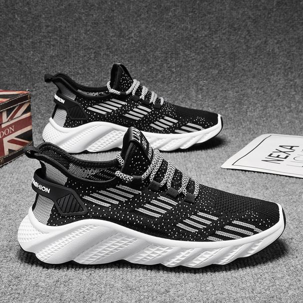 Trendy New Men's Breathable Mesh Sneakers Fashion Versatile Casual Fly Knit Comfortable Running Shoes_desvips.com