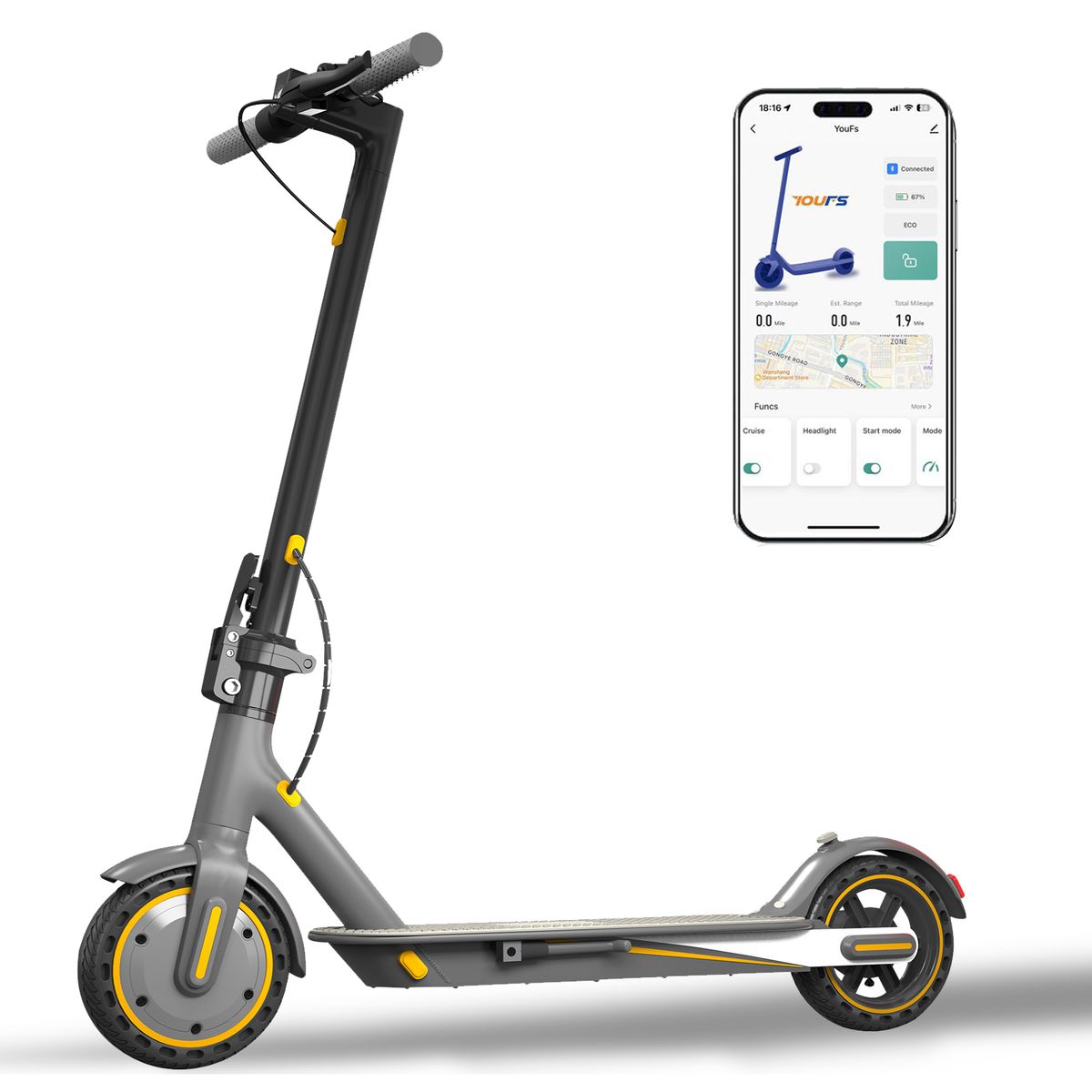 OOK-TEK V8 Electric Scooter, 36V 10.5Ah Battery,with APP Control_desvips.com