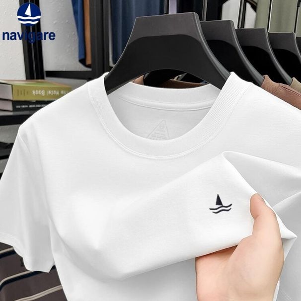Navigare Italian Sailboat Short Sleeve T-Shirt For Men Summer Round Neck 100% Cotton Loose Fit Versatile Top Trendy_desvips.com