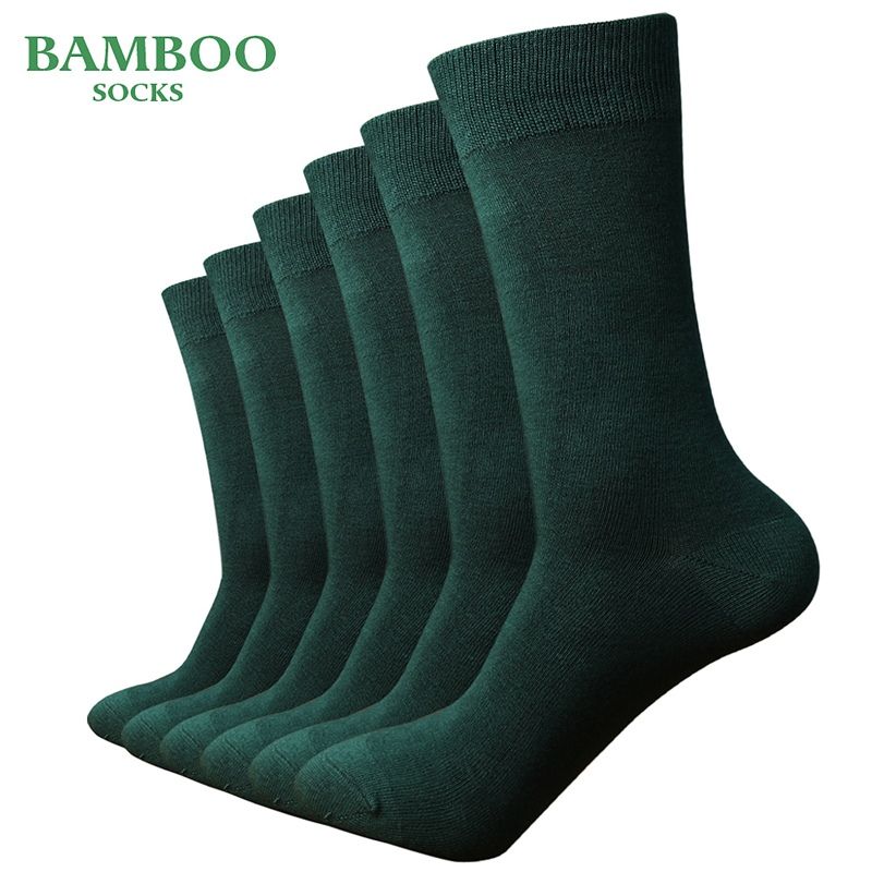 Match-Up Men Bamboo Green Breathable Anti-Bacterial Man Business Dress Socks (6 Pairs/Lot)_desvips.com