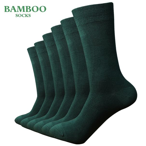 Match-Up Men Bamboo Green Breathable Anti-Bacterial Man Business Dress Socks (6 Pairs/Lot)_desvips.com