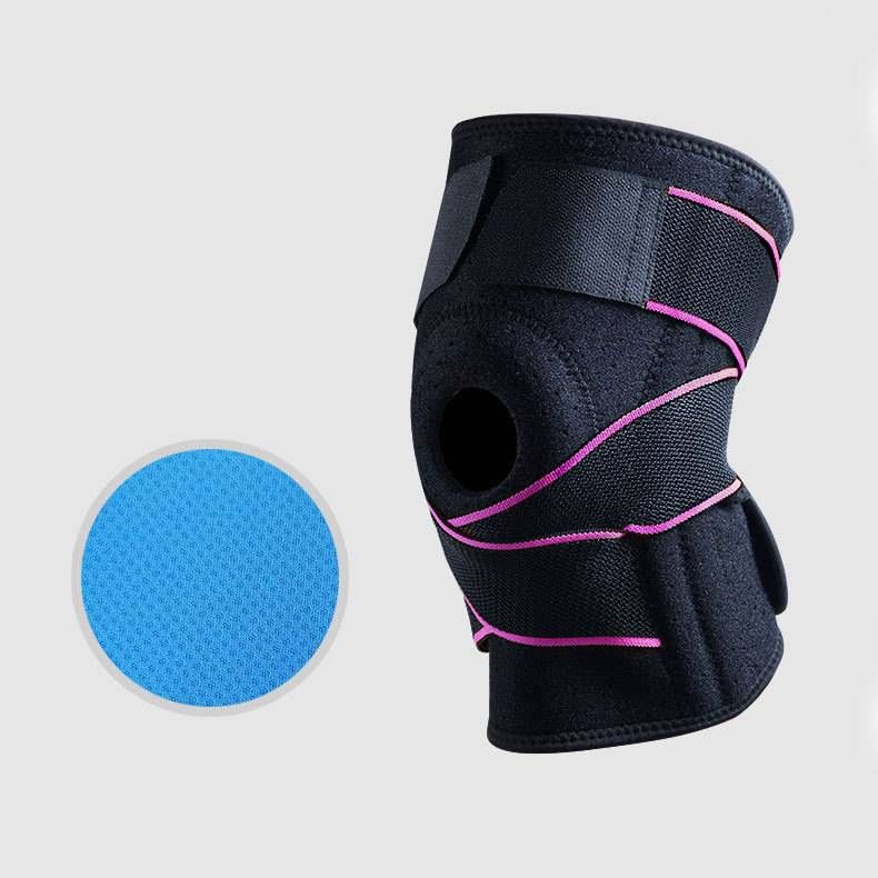 Spring Loaded Knee Brace With Compression Straps For Basketball, Hiking, Cycling, And Running; Breathable And Cooling Fabric Leg Support._desvips.com