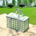 Picnic Basket Foldable Thermal Cooler Tote For Camping Outdoor Plaid Pattern Insulated Food Carrier With Leakproof Base_desvips.com