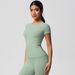 Nude Feel Brushed Short Sleeve T-Shirt Tight Fitting Quick Drying Breathable Sports Top Yoga Wear Outdoor Casual Running Fitness_desvips.com