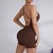 Women's Backless Yoga Bodysuit Thin Strap Slimming Fitness Bodysuit Breathable Quick Release Shorts_desvips.com