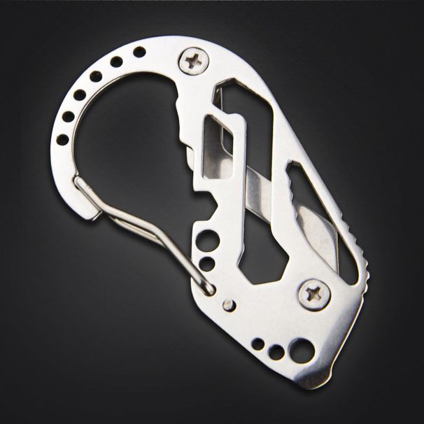 Portable EDC Tool Outdoor Multi-Hole Carabiner Multifunctional Stainless Steel Mini Keychain Camping Gadget_desvips.com
