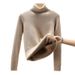 Women's Fleece-Lined High Neck Sweater - Warm Winter Knit Pullover With Soft Thermal Fabric, Cozy Casual Turtleneck Top For Cold Weather_desvips.com