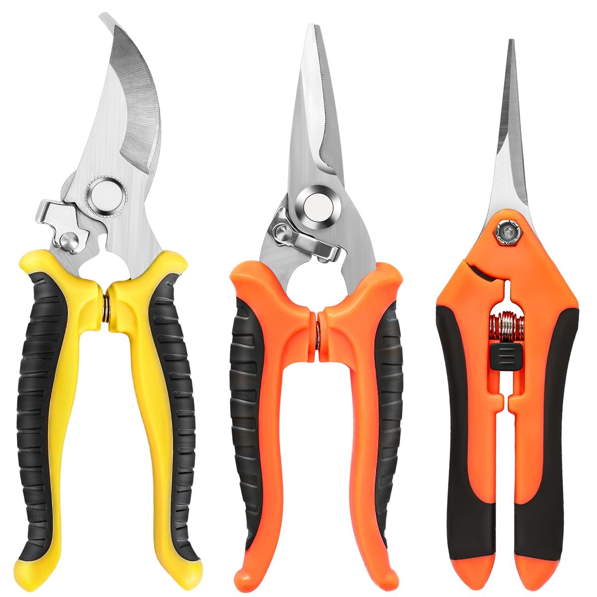 EWPJDK 3 Pack Stainless Steel Garden Pruning Shears Scissors Clippers_desvips.com