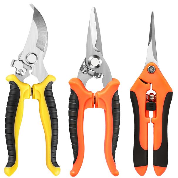 EWPJDK 3 Pack Stainless Steel Garden Pruning Shears Scissors Clippers_desvips.com