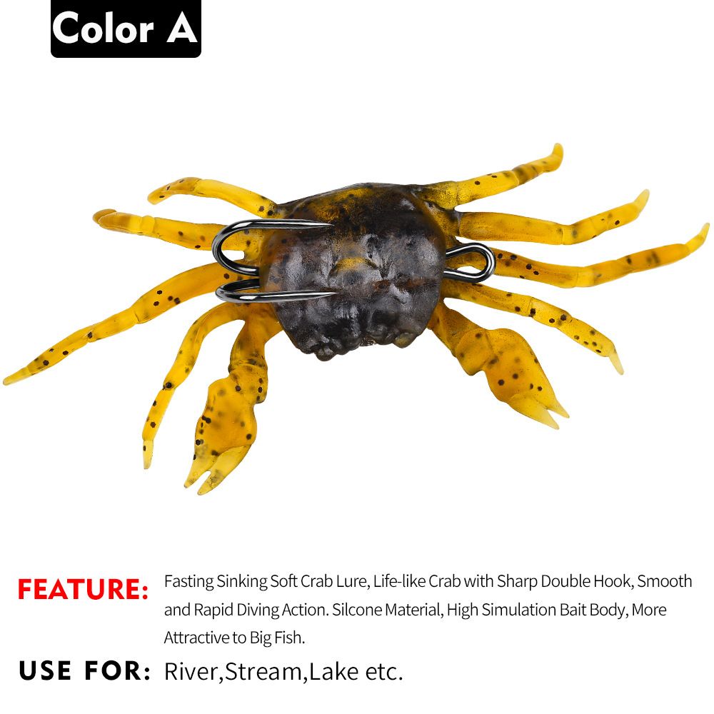 Long Casting Bionic Fishing Sinking Crab Soft Bait 13cm 32.5g With Double Hooks Anti-Hooking Simulation Lure_desvips.com