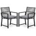 Set Of 2 Black Outdoor Patio Dining Chairs With A 400 Lbs Weight Capacity_desvips.com