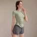 Women's Quick Drying Yoga Wear Short Sleeved T-Shirt Pilates Training Fitness Top New Style Sports Running Set_desvips.com