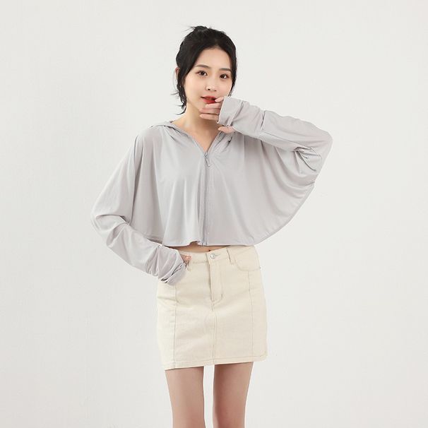 Women's Long Sleeve Sun Protection Dress - UPF50+ Full Coverage With Detachable Hood & UV Face Shield Lightweight Ice Silk Fabric For Summer_desvips.com