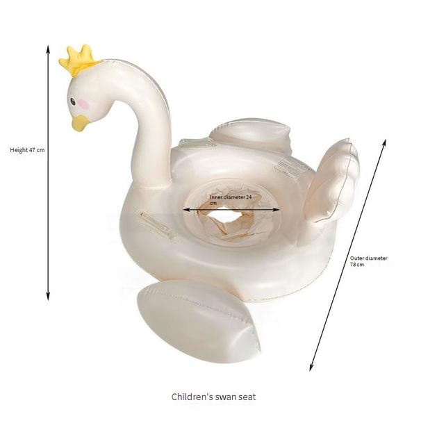 Swan-Shaped Kids Pool Float With Canopy - Anti-Tip Inflatable Swim Ring For Ages 3-6 (UPF 50+ Sunshade Thickened PVC Includes Air Pump & Repair Kit)_desvips.com