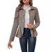 women's lapel jacquard ruffle slim double breasted temperament office blazer for women_desvips.com