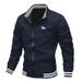 Men's Slim Fit Zip-up Striped Ribbed Collar/Cuffs, Lightweight Casual Bomber Jacket For Men, Stylish Versatile Outerwear_desvips.com