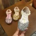 Girl Princess Sequins Pearl Sier Gold Pink Summer Spring Girls Sandals Cover Toe Toddler Fashion Party Dance Kids Flat_desvips.com