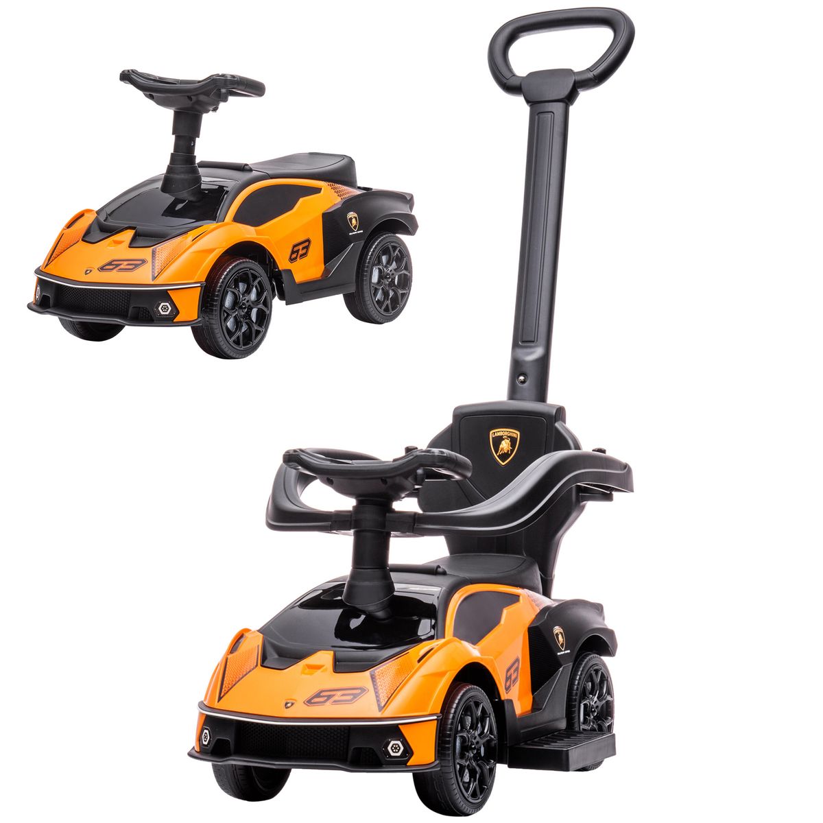 2 En 1 Coche Correpasillos Para Niños 12-36 Meses Lamborghini Essenza SCV12 Con Bocina Mango De Empuje Naranja Y_desvips.com