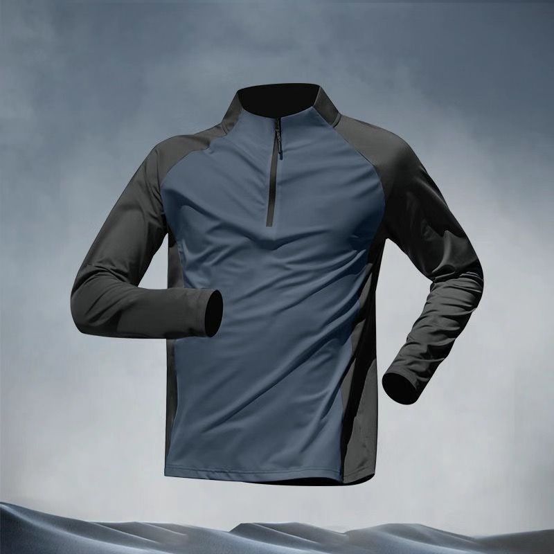 Half Zip Training Men's Long Sleeved Quick Drying Clothes, Cycling Track Field Sports, T-shirts, Tops, Running And_desvips.com