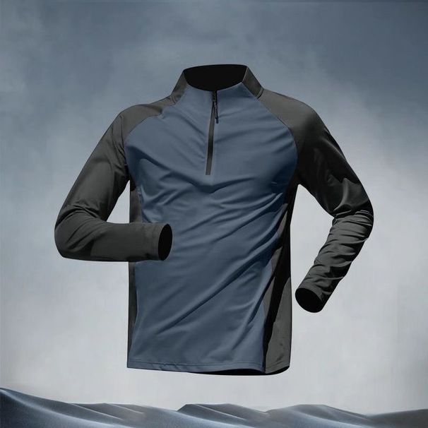 Half Zip Training Men's Long Sleeved Quick Drying Clothes, Cycling Track Field Sports, T-shirts, Tops, Running And_desvips.com