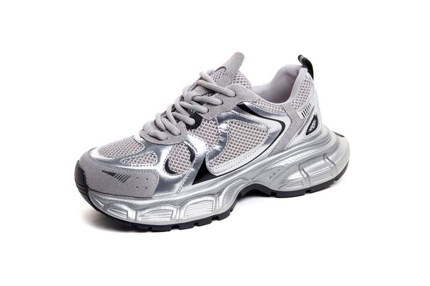 Women's Thick Sole Dad Shoes Breathable Silver Color Sporty Casual Shoes Autumn Season Rubber Outsole Comfortable All Match_desvips.com
