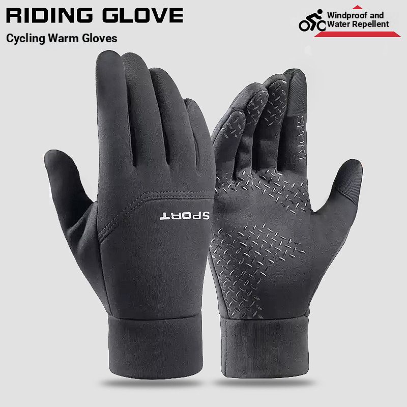 Men's Winter Thermal Touchscreen Gloves – Windproof Fleece Lined Cycling Motorcycle Gloves (All-Season, Anti-Slip Grip, Zippered Cuff, Unisex Design)_desvips.com