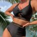 2026 New Cross-Border European And American Solid Color Hollow Out Ribbon High Waist Sexy Bikini Two-Piece Swimsuit_desvips.com