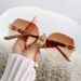 Trendy New Frameless Cut Edge For Women Large Frame Round Face Internet Celebrity Sunglasses UV Protection Goggles_desvips.com