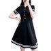 Casual For Women Summer New Mid-Length T-Shirt Sports Polo Collar Slim Fit Belly Covering Slimming A-Line Dress_desvips.com