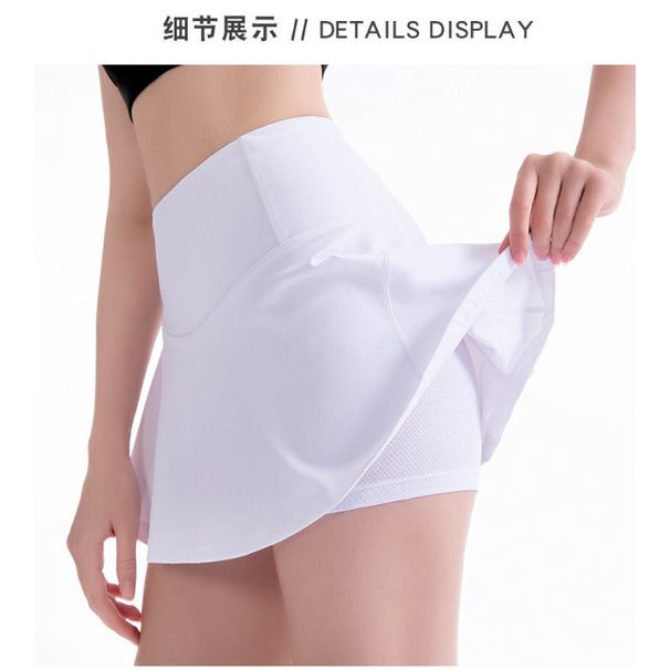 Fake Two-Piece Sports Short For Women, Summer Thin Quick-Dry Breathable Anti-Exposure Fitness Badminton Yoga Half Pants_desvips.com