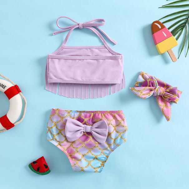 Wholesale Summer Mermaid Swimsuit With Tassels Children, Girls' Bikini Two-piece Set For Toddlers_desvips.com