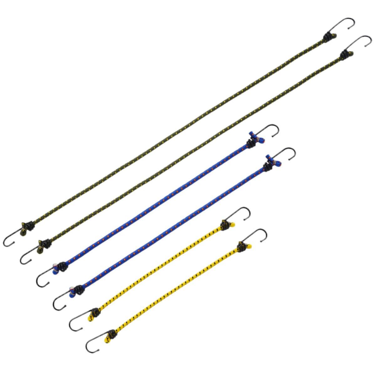 6-Piece Set Of Rubber Bungee Cords With Carabiner Hooks For Securing Cargo_desvips.com