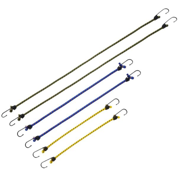 6-Piece Set Of Rubber Bungee Cords With Carabiner Hooks For Securing Cargo_desvips.com