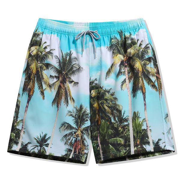 Men's Trunks Digital Print Vacation Hot Spring Elastic Slim Fit Water Park Swim Shorts_desvips.com