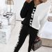 trendy women's sportswear set for spring and autumn casual, youthful, versatile, loosefitting sweatshirt and sweatpants twopiece set_desvips.com