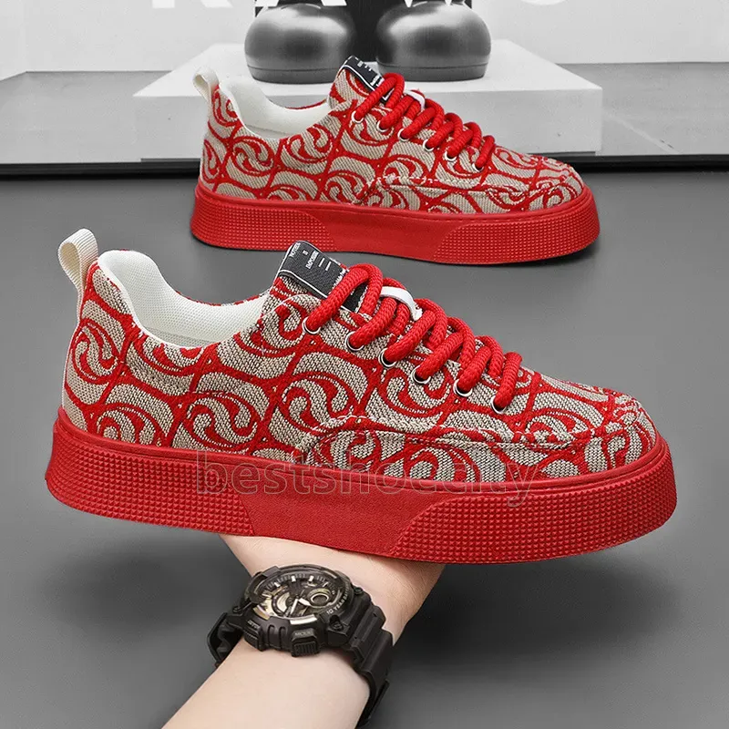 New Trendy Designer Sneakers Breathable Canvas Mens Shoes Black Red Beige Green Trainers Vintage Casual Low-top Skate_desvips.com