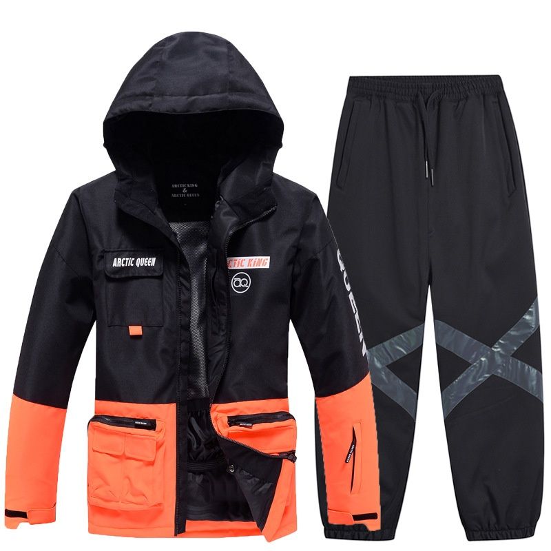 001 Women's Men's Couple Style Warm Thickened Korean Version Jacket And Pants Set Snowboard Snow Ski Suit_desvips.com
