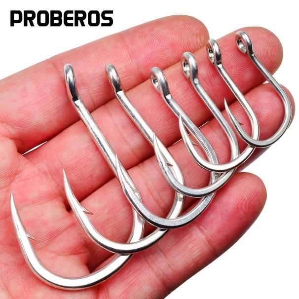 Barbed Boat Sea Fishing Iron Plate Single High Carbon Steel Large Fish Tube With Hole And Loop Lure Hook_desvips.com