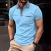 001 European And American Cross-Border Summer Short Sleeve Button Color Block Men's Sports Polo Shirt_desvips.com