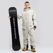Men's One-Piece Snowboard Windproof Waterproof Warm Solid Color Workwear Style Ski Suit Set_desvips.com