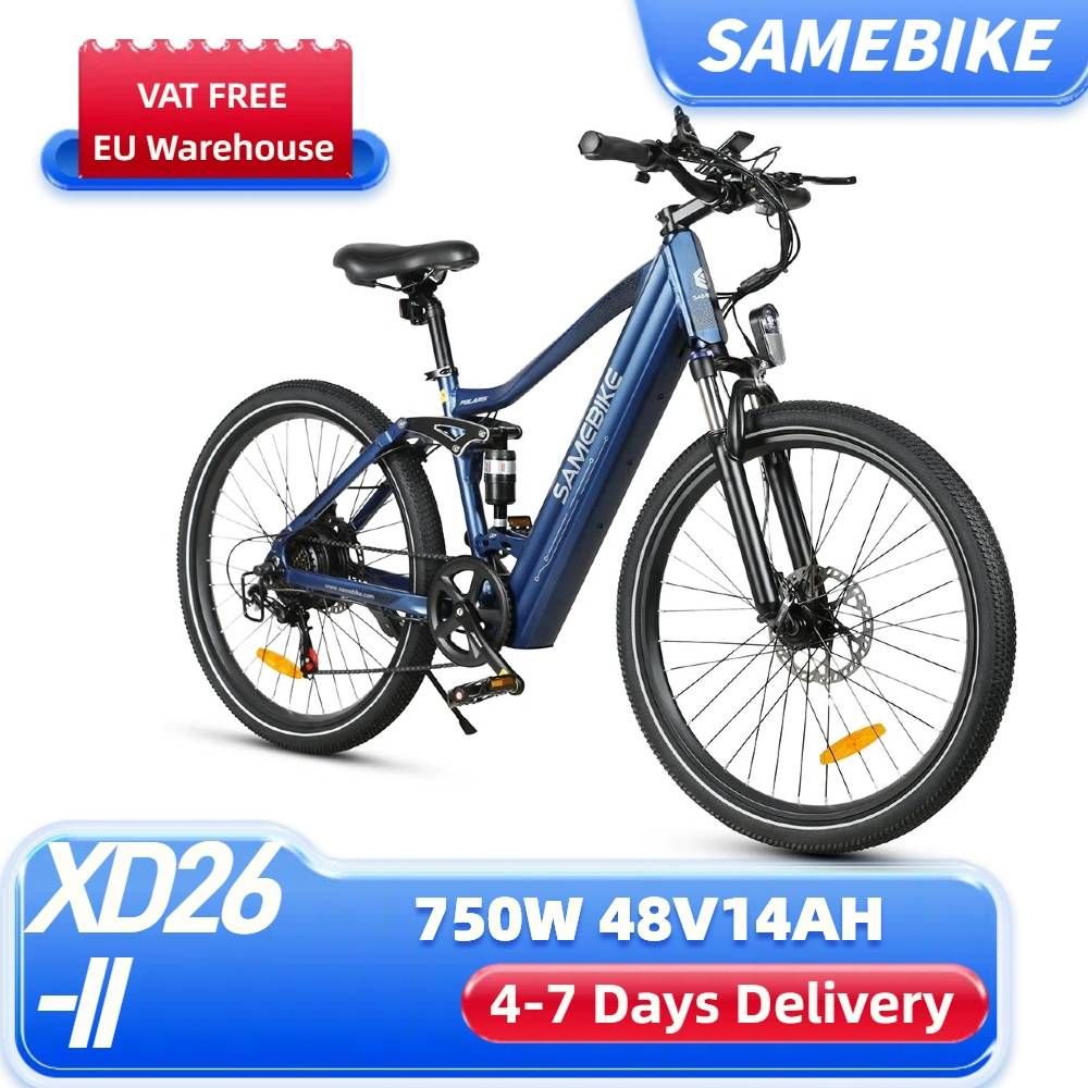 Samebike XD26-II Electric Bike For Adults 750W 26 Inch Electric Mountain Bike Full Suspension,48V 14Ah Battery_desvips.com