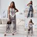 Women's clothing new fashion printed suspenders chest wrap + positioning flower pants suit_desvips.com