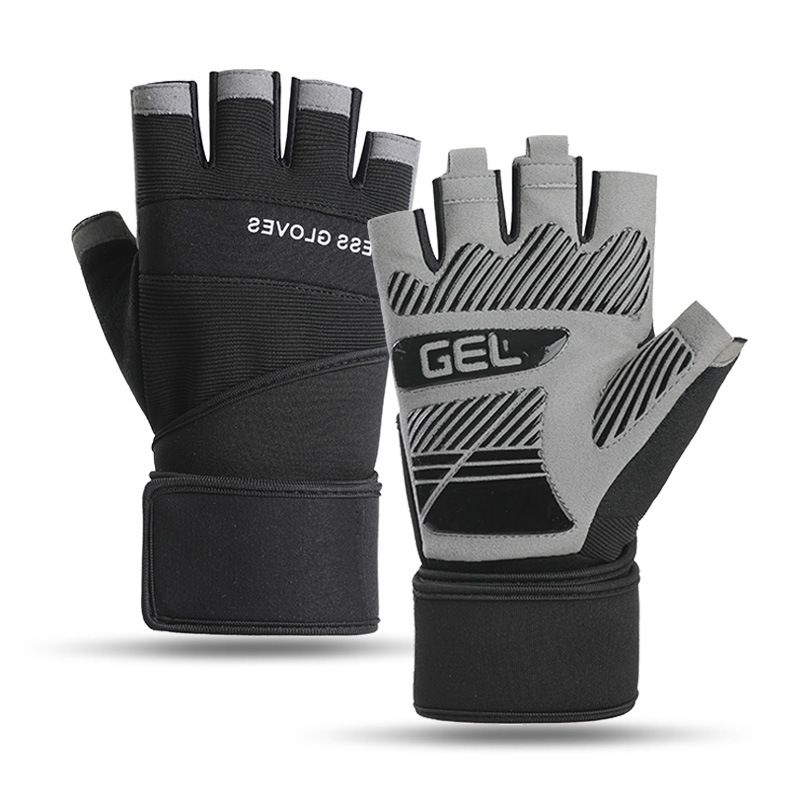 Fitness Workout Half-Finger Gloves, Breathable And Durable For Summer, Non-Slip, Barbell And Weightlifting Extended Wrist Gloves_desvips.com