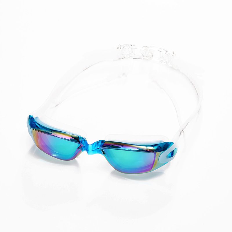 New swimming goggles one-piece silicone earplugs electroplated swimming goggles waterproof anti-fog dazzling adult swimming goggles_desvips.com
