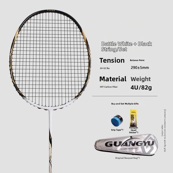 Offensive Adult Badminton Racket 40t Carbon Fiber 32 Lbs All Around Competition Single Racket Sports Outdoor_desvips.com