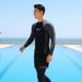 Men's Gray Long-Sleeve Swimwear 2026 Summer Boys' Sun-Protective Surfing Suit Adult Anti-Embarrassment Swim Trunks Set_desvips.com