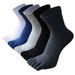 5 Pairs Autumn Winter Thick Cotton Toe Large Five Fingers Black White Solid Casual Socks With Toes Men 46 Plus Size 7-11_desvips.com