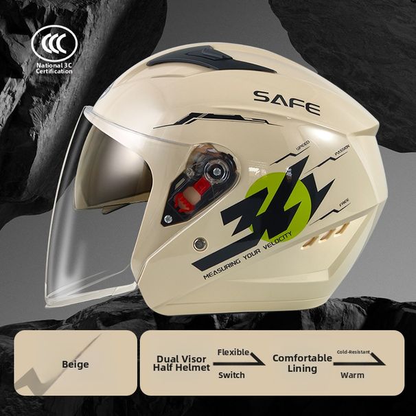 Helmets 3C Certified Electric Vehicle Helmet, Motorcycle Helmet, Winter Warm, Electric Scooter Helmet, Men's Double Lens All Season Style._desvips.com