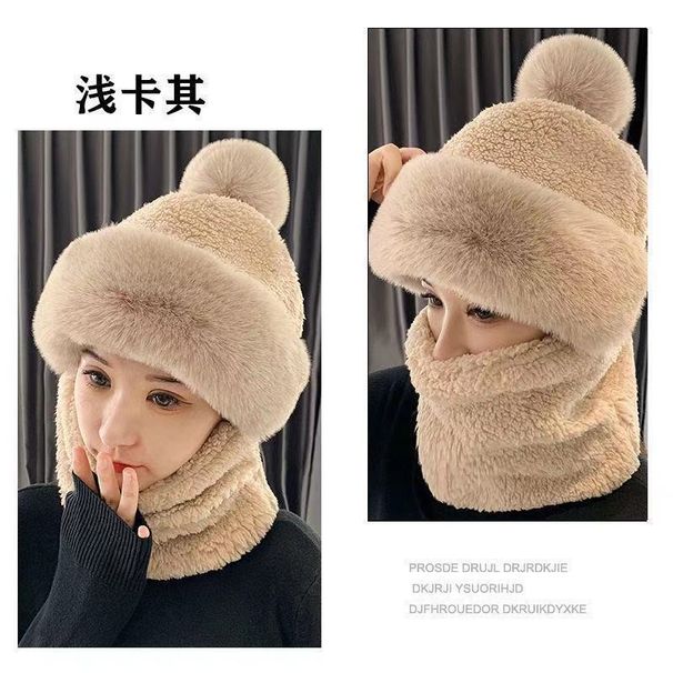 Women's Autumn Winter New Hat With Integrated Neck Warmer And Mask, Ear Protection, Windproof, Fleece Lined, Thickened,_desvips.com